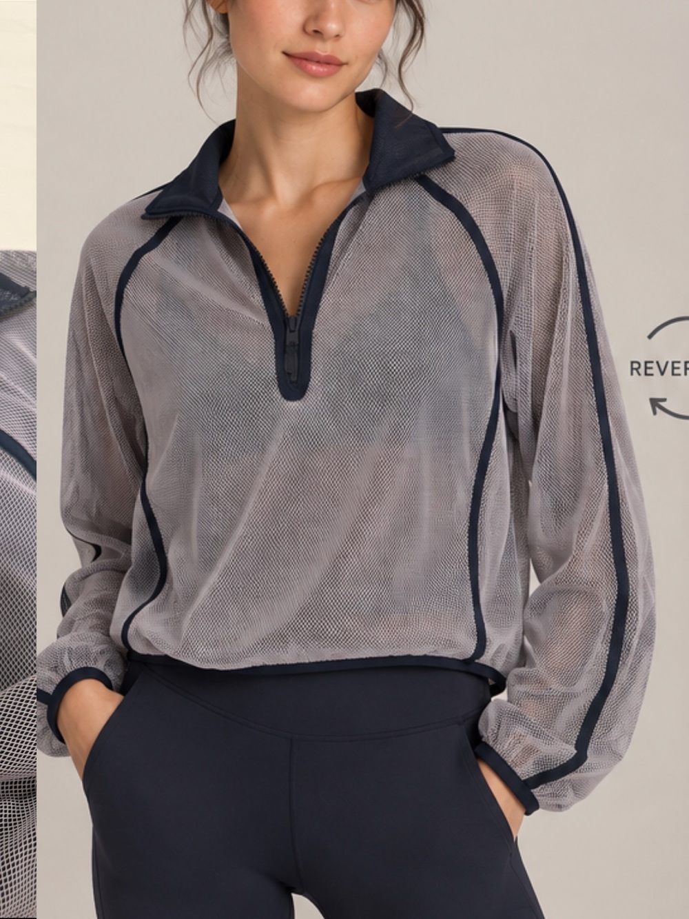 lululemon athletica Sheer Mesh Quarter-Zip Pullover - Navy